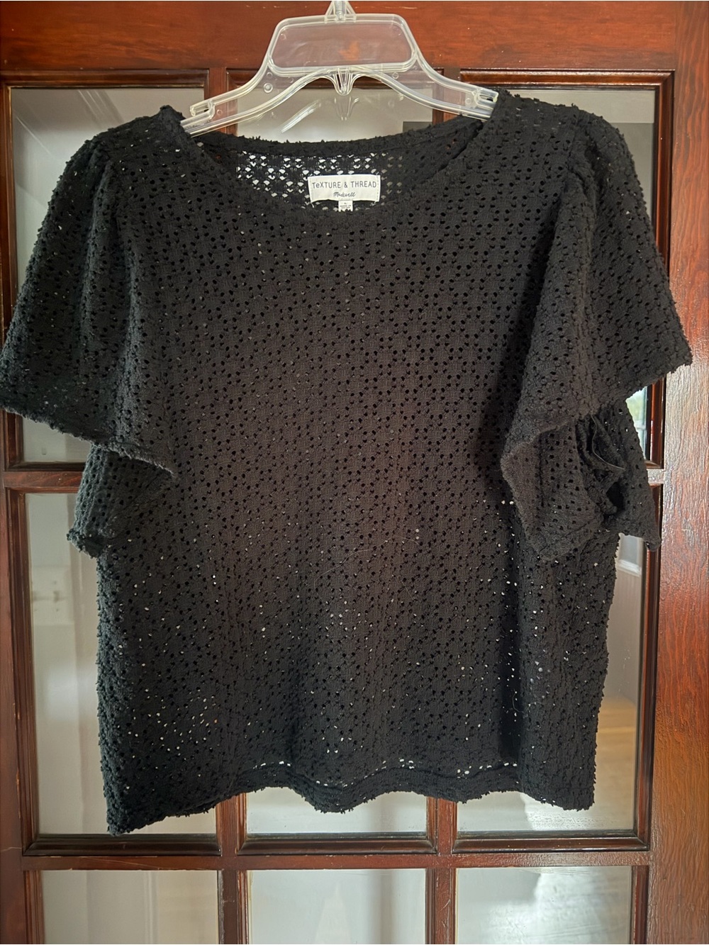 Madewell Black Eyelet Ruffle-Sleeve Blouse
